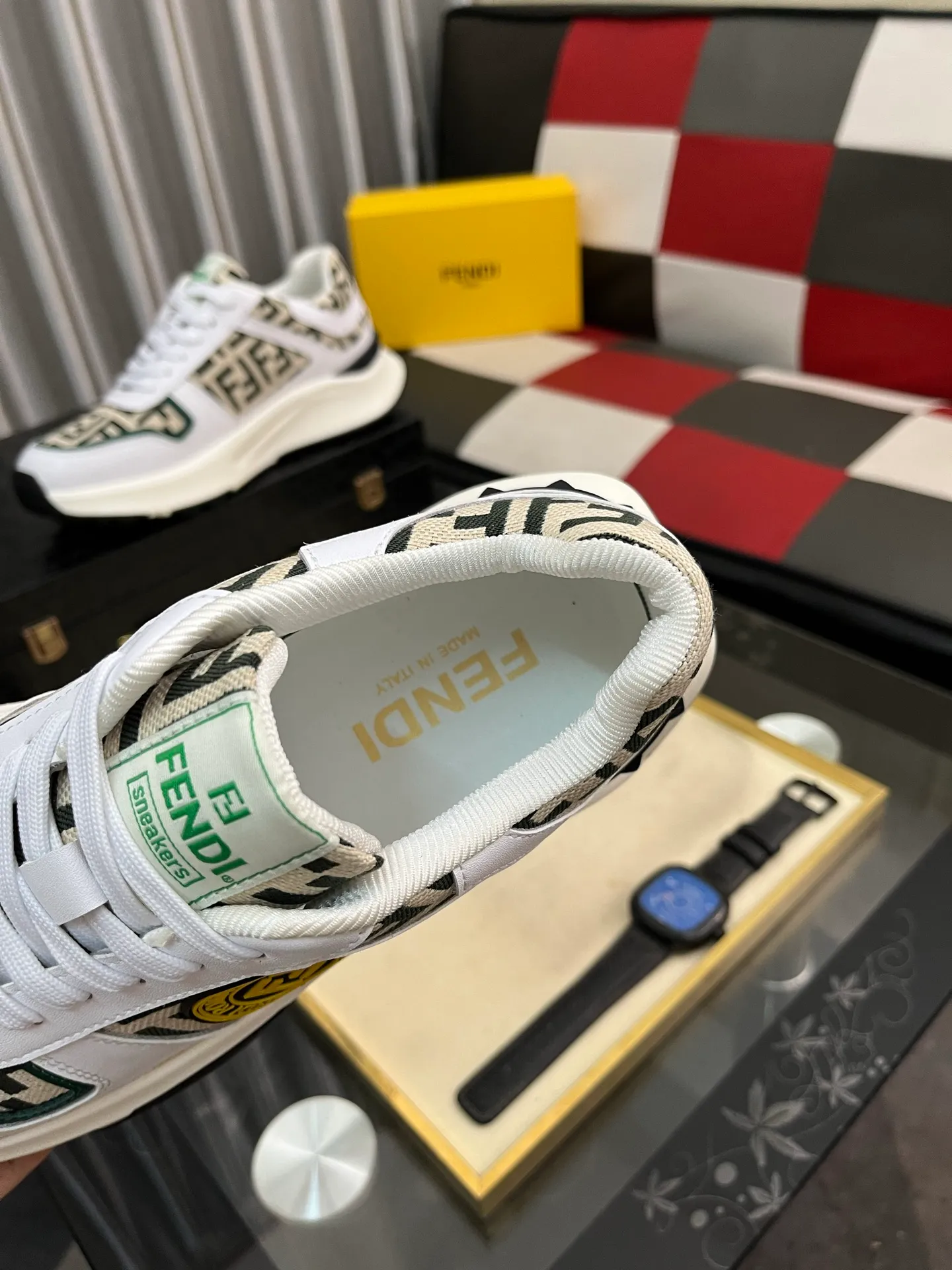 Men's shoes 💰458⌚️⌚️【FENDI】original quality.~ Unique modern style sneakers. 🏃A must-have casual shoe for trendy men😍😍 Original brand imported from Italy, imported original leather, sheep lining (refuses to discolor and grind feet) Sole: Original sole provided by the original factory, French lazy style design ⚠️Fit to the feet, original quality, super comfortable original sole. Just like shooting the real thing 🎬The real thing is better Code number: 38-444️⃣Colors available